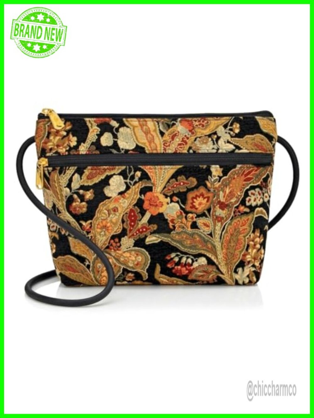 Handmade Tapestry Crossbody Purse Adjustable Cord Zipper Bag